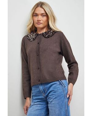 Oasis Sequin Collar Cardigan - Blue