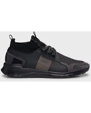 BOSS Extreme Knit & Suede Trainer - Black