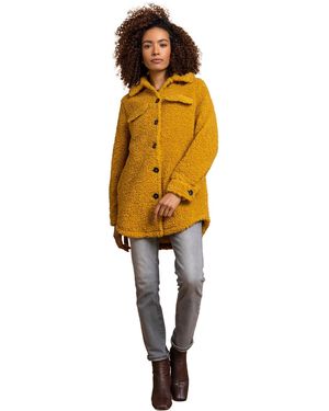 Roman Faux Fur Teddy Shacket Coat - Yellow