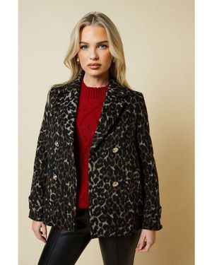 Dorothy Perkins Petite Wool Peacoat - Multicolour