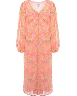 Pretty Lavish Floral Balloon Sleeve Midaxi Dress - Pink