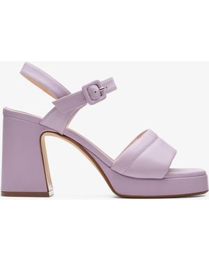 Clarks Patema Part Lilac Leather Sandals - Purple