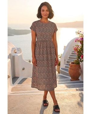 D.u.s.k Leopard Print Midi Stretch Dress - Brown