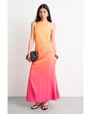 Warehouse Ombre Strappy Satin Maxi Sundress - Pink