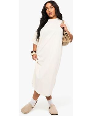 Boohoo Plus Oversized Midi T-Shirt Dress - White