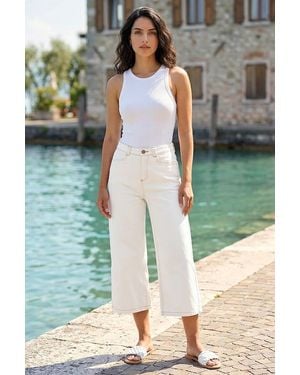 D.u.s.k Denim Pocket Detail Wide Leg Culotte - White