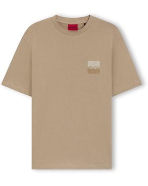HUGO Split Logo T Shirt - Natural