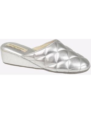 Dunlop Sybil Quilted Mule Slippers - White