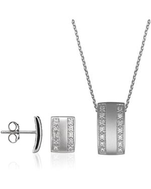 Orphelia 925 Sterling Set: Chain-Pendant + Earrings - Metallic