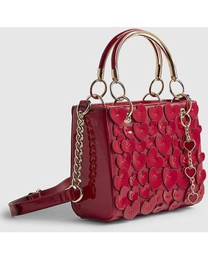 River Island Tote Bag 3D Heart Detail Zip Pu - Red