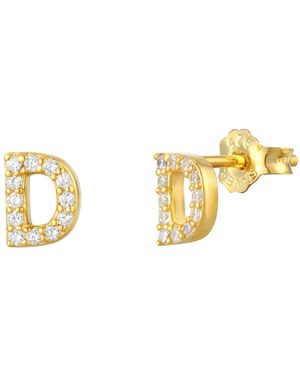 The Jewellery Stockroom 18Ct Plated Sterling Cubic Zirconia Initial Stud Earrings - Metallic