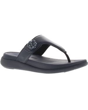 Fitflop Flip Flops Mode Go Beadie Button Toe Post Slip On Mindight - Black