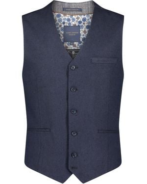 Guide London Italian Cotton & Linen Blend Waistcoat - Blue