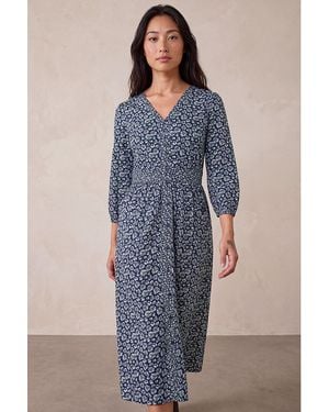 Roman Petite Floral Print Midi Dress - Blue