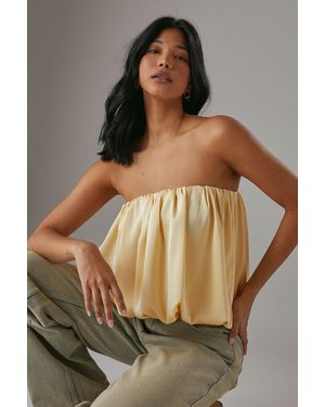 Warehouse Satin Bubble Bandeau Bodysuit - Yellow