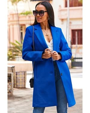 Sosandar Cobalt Single Breasted Coat - Blue