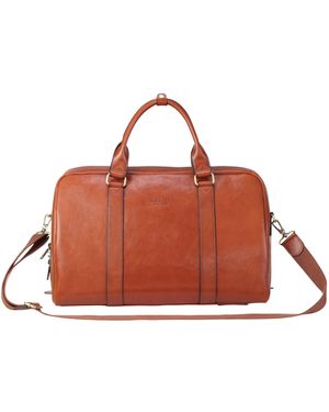 Infinity Leather Vintage Genuine Holdall Duffle Gym Travel Bag - Brown