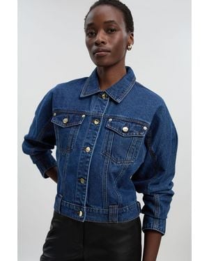 Karen Millen Denim Cropped Jacket - Blue