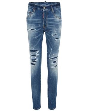 DSquared² Skater Jeans Met Destroyed Paint Effect, Blauwe Jeans