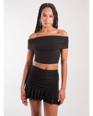 Pink Vanilla Bardot Slinky Top - Black
