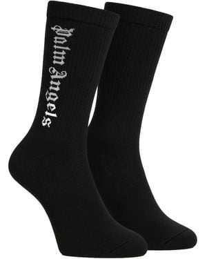 Palm Angels Lange Katoenen Sokken Pmra001C99Fab0021001 - Zwart