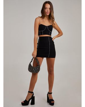Pink Vanilla Diamante Embellished Mini Skirt - Black