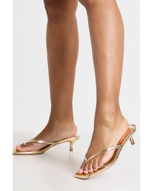 Boohoo Wide Fit Toe Post Kitten Heel Mules - Brown