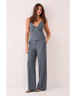 Nasty Gal Straight Leg Buckle Detail Tailored Trousers - Blue