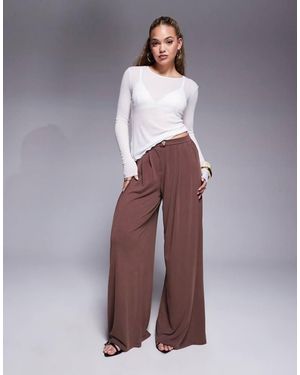 ASOS Super Wide Leg Modal Trouser With Pleat Detail - Purple