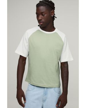 BoohooMAN Slim Shrunken Fit Raglan T-Shirt - Green