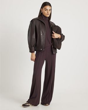 River Island Trousers Cosy Wide Ribbed - Brown