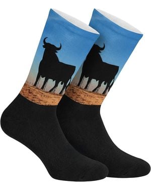 Jenes Socks Funny Printed Long For And - Blue