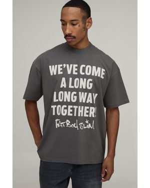 BoohooMAN Oversized Fat Boy Slim License Print T-Shirt - Grey