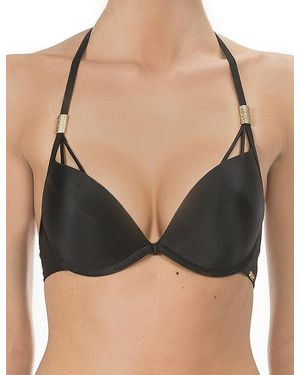 Ultimo Fixed Gel Plunge Swim Bikini Top - Black