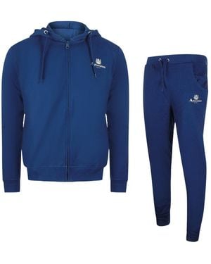 Aquascutum Zip-Up Hoodie And Track Trousers Set Cotton - Blue
