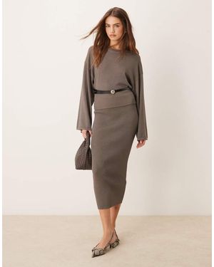Gina Tricot Co-Ord Metallic Fine Knit Maxi Skirt - Natural