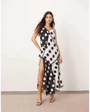 ARRANGE Contrast Fabric Cami Maxi Dress With Hanky Hem - Natural