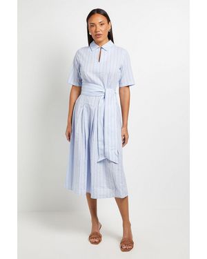 PRINCIPLES Cotton Striped Collar Dress - Blue