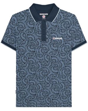 Lambretta Paisley Tonal Big & Tall Polo Shirt /Dusky) Cotton - Blue