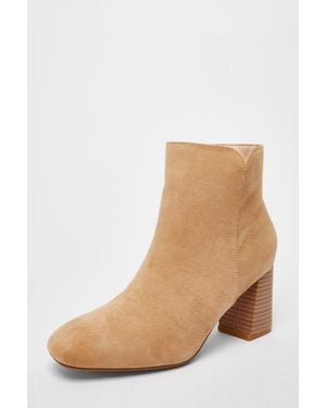 Quiz Tan Faux Suede High Heel Ankle Boot - Natural