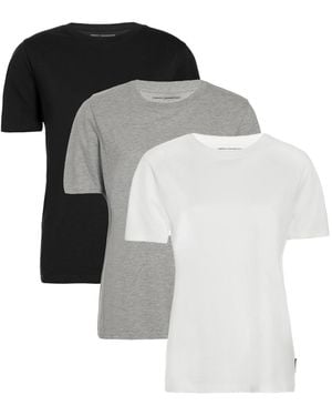 French Connection 3 Pack Cotton Crew Neck Logo Short Sleeve T-Shirts - Black