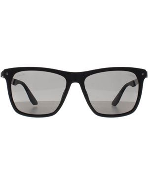 BMW Square Matte Smoke Polarized Bw0002-H Sunglasses - Black