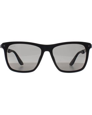 BMW Square Matte Smoke Polarized Bw0002-H Sunglasses - Black