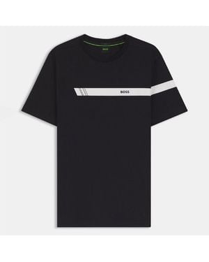 BOSS Fit T Shirt With Logo Stripe - Black