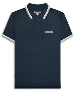 Lambretta Stone Basil Triple Tipped Polo Shirt - Blue