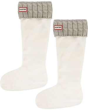 HUNTER 6 Stitch Cable Cuff Tall Boot Sock - White
