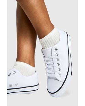Boohoo Canvas Low Trainers - White