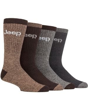 Jeep 4 Pack Recycled Cotton Boot Socks - Brown