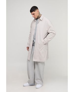 BoohooMAN Tall Crinkle Oversized Mac - Grey