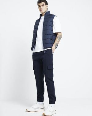 River Island Regular Fit Quilted Gilet - Blue